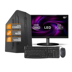 Computador PC Completo i7 6Ger 16Gb SSD120Gb Monit19