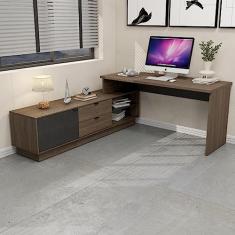 Mesa para escritório em L Executiva 170x180cm com Balcão Cayman Yescasa