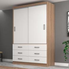 Guarda Roupa Casal 2 Portas de Correr 6 Gavetas Veneza Premium Yescasa Demolição/Branco