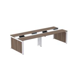 Mesa de Plataforma Dupla para 4 Pessoas Corporativa 120x140/4p Walnut/Branco