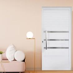 Kit com 2 Portas Lambril de Alumínio Esquerda 210 X 90cm com Friso Linha Veneza Esquadrias Bergame Branco