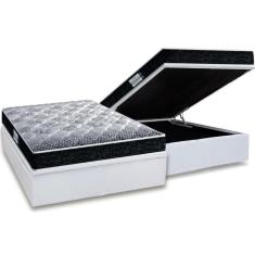 Cama Box Baú Casal: Colchão Espuma Probel D33/EP Firmepedic ProDormir Advanced Tech1500 Double Face + Base CRC Courano White(138x188)