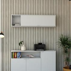 Armário Aéreo com Nicho e Porta Basculante 35x135x35cm Branco