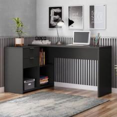 Mesa de Escritório em L 2 Gavetas 3 Nichos Office NT 2060 - Notável Mó