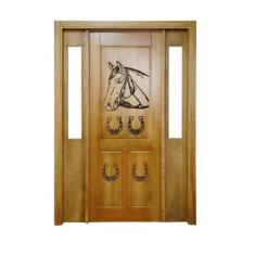 Portal Madeira Maciça Vitrô Duplo Cavalo Entalhada Completa 153x213x18