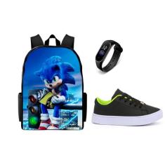 Conjunto Escolar Masculino Lançamento Tenis Casual Mais Mochila E Relo
