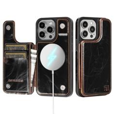 SkyEagle Capa carteira para iPhone 12 Pro Max com suporte para cartão compatível com suporte Magsafe com bloqueio de RFID, compartimentos para cartão de crédito, couro PU, capa de telefone masculina e