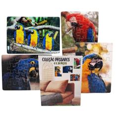 Kit 4 Quebra-Cabeças Aves Divertido Educativo 24 Peças