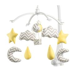 Móbile Berço Bebê Musical E Giratório Nuvens E Balão Amarelo - Sleepba