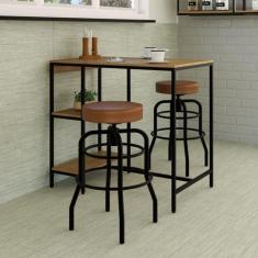 Conjunto Mesa Bistrô 2 Banqueta Aço Giratória Espresso Móveis