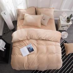 Jogo de cama casal king bege 7 pç edredom de 280x280cm - ESPAO CASA CE