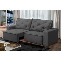 Sofá Retrátil e Reclinável 3 lugares com Molas 1,80m Ana Suede Cinza Adonai Estofados