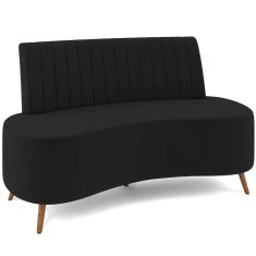 Sofá Chaise Living 2 Lugares 160cm Para Sala Cayman K01 Veludo Preto