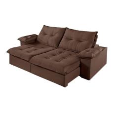 Sofá 2 Lugares Retrátil E Reclinável Martins M-183 Veludo Marrom