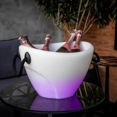 Champanheira com LED Balde de Gelo Para 4 Garrafas 13L Com Alça Parede Dupla