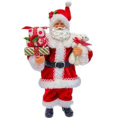 Boneco Papai Noel Tradicional Coleção Presente Ursinho 30cm