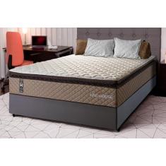 Conjunto Cama Box Espuma Atlanta Bege Casal 138x188x62
