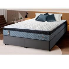 Conjunto Cama Box Cinza Espuma Chicago Cinza King 193x203x57