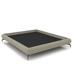 Cama Casal Base Box 138x188cm Pés de Ferro Cold P02 Linho Bege - Mpozenato