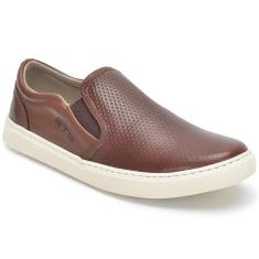 Tênis Sapatênis Masculino Slip On Iate Em Couro Casual Sem Cadarço Elástico Confortável Macio-Masculino