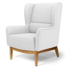 Poltrona Decorativa Para Sala de Estar Milena D02 Base de Madeira Mate