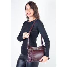 Bolsa tiracolo de couro liso Lorena-Feminino