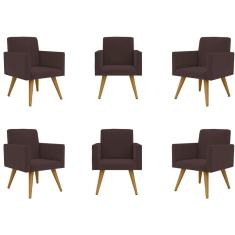 Kit 06 Cadeiras Poltronas Decorativa - Escritório - Recepção Cor:marrom