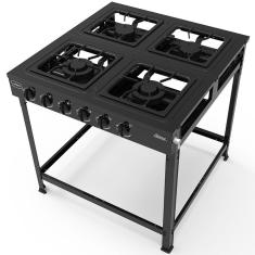 Fogão Industrial a Gás Atena 23432 4 Queimadores com Entrada Dupla Preto Realce