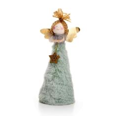 Boneco de Natal Anjo Verde e Dourado 20 cm - D`Rossi