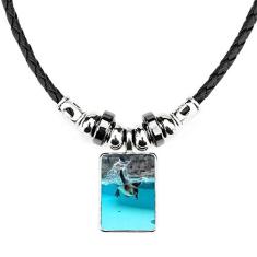 DIYthinker Colar com imagem natural de pinguim da Antártica do oceano, joia com pingente de corda de couro