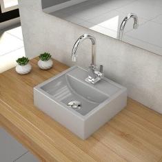 Kit Cuba Q32 com Válvula Click, Sifão Cromado e Flexível Compace Cinza