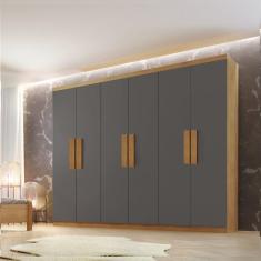 Guarda Roupa Casal 6 Portas 2 Gavetas Petra Rufato Imbuia/Grafite