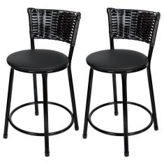 Banquetas Baixa Para Cozinha Preto 2Un Assento Preto