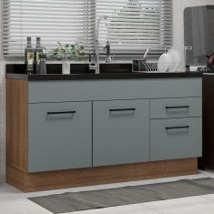 Balcão Gabinete De Pia Madesa Agata 150 Cm 2 Portas E 2 Gavetas (sem Tampo E Pia) - Rustic/cinza Rustic/cinza