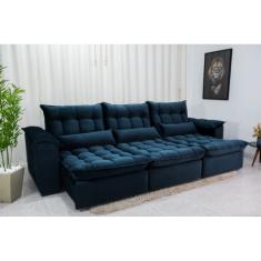 Sofá Retrátil e Reclinável Ipanema 2,10m em Tecido Veludão C/ 03 Módulos - Montagem Inclusa