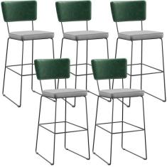 Kit 05 Banquetas Altas Bar Sala De Jantar Fixa Allana L02 Facto Verde 