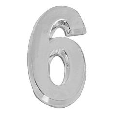 Número 6 De Residencia E Casa Brilhante 14cm De Altura - MetalCromo