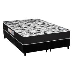 Cama Box King: Colchão Espuma Luckspuma D45 Gran Luck + Base Crc Suede Black(193x203)