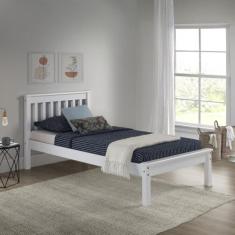 Cama Solteiro Inglesa em Madeira Maciça Mv Outlet, Branco