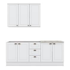 Cozinha Completa Americana 3 Peças Com Aéreo 3 Portas Branco - Móveis Henn Branco