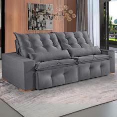 Sofá 4 Lugares Retrátil e Reclinável França Suede Cinza - Mobly
