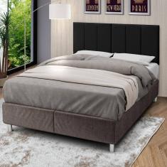 Cabeceira King Laura 1.95 Almofadada Sued Preto