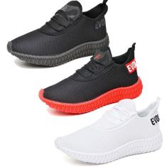 Tênis Masculino Feminino Running Confortável Esporte Kit 3-Masculino