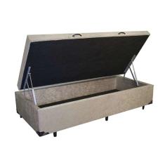 Cama Box Baú Solteiro Suede 88 X 188 Bege