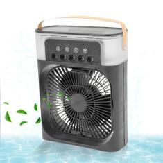 Ventilador Portátil Iluminação Umidificador Climatizador Usb De Mesa Branco
