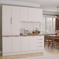 Cozinha Modulada 4 Peças com Tampo 2 Aéreos 5 Portas e 2 Balcões Ipane