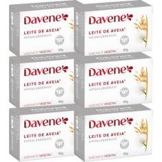 6UN Sabonete Vegetal Leite Aveia Hipoalergenico 90g Davene