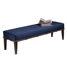Recamier Decorativo 140cm Martínez Veludo Pés Madeira Azul/Imbúia - Gran Belo