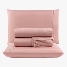 Jogo de Lençol Peletizado 400 Fios King 4 Peças Barato - Casa - hotel - Pousada - Salmão