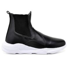 Tênis Masculino cano alto bota Chelsea Em Couro Confortável-Unissex